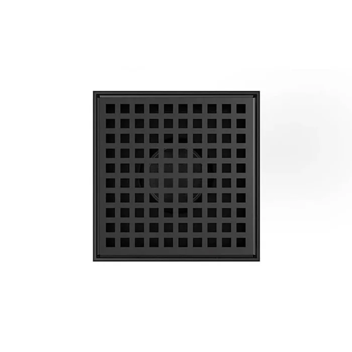 Infinity Drain 5” x 5” LQD 5 Squares Pattern Complete Kit in Gunmetal with PVC Drain Body, 2” Outlet