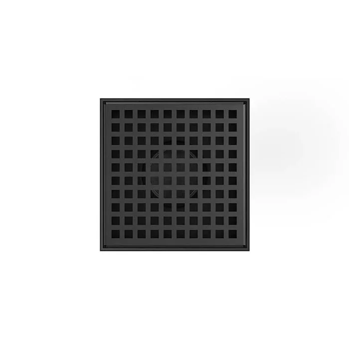 Infinity Drain 5” x 5” LQD 5 Squares Pattern Complete Kit in Matte Black with ABS Drain Body, 2” Outlet