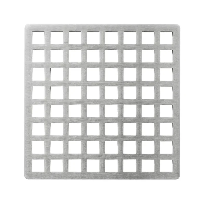 Infinity Drain 5” x 5” Squares Pattern Decorative Plate for Q 5, QD 5, QDB 5 in Satin Stainless