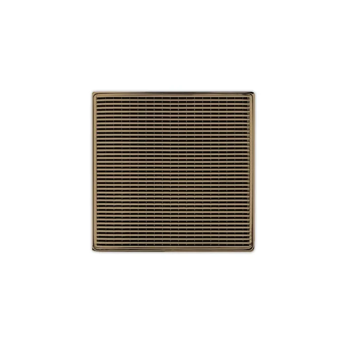 Infinity Drain 5” x 5” WD 5 High Flow Complete Kit with Wedge Wire Pattern Decorative Plate in Satin Bronze with ABS Drain Body, 3” Outlet