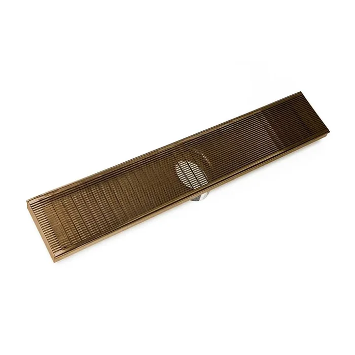 Infinity Drain 60” FX Series High Flow Complete Kit with Wedge Wire Grate in Satin Bronze with ABS Drain Body