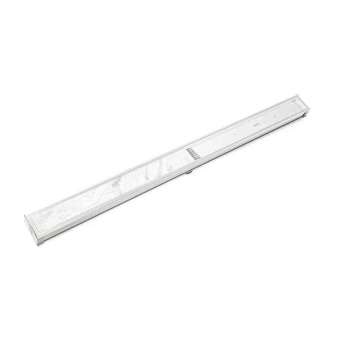 Infinity Drain 60” S-PVC Series Complete Kit with Tile Insert Frame in Matte White
