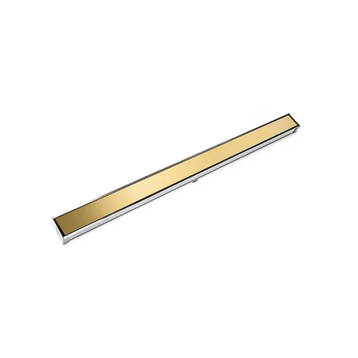 Infinity Drain 60” S-PVC Series Low Profile Complete Kit with 2 1/2” Solid Grate in Polished Gold