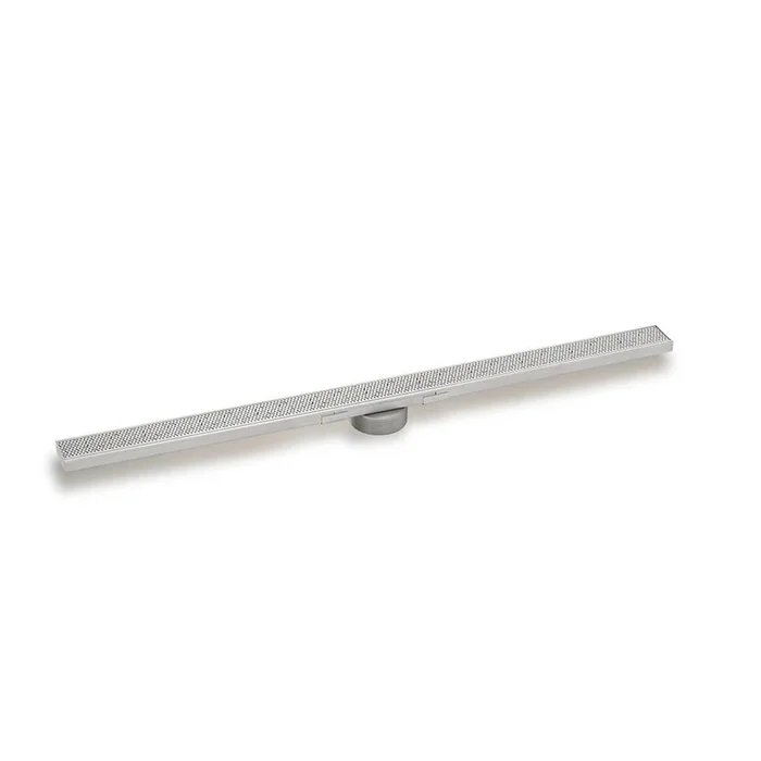 Infinity Drain 60” S-Stainless Steel Series High Flow Complete Kit with 2 1/2” Adhesion Style Grate in Satin Stainless with PVC Drain Body, 3” Outlet
