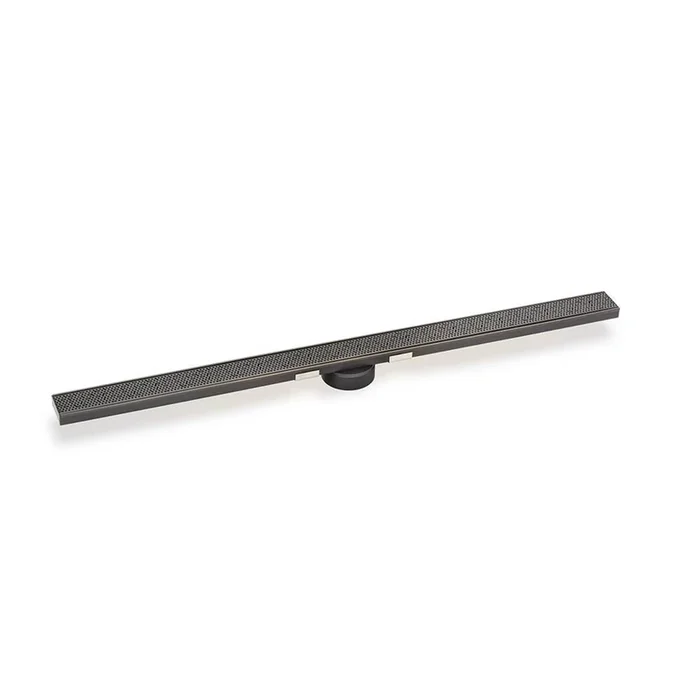 Infinity Drain 72” S-Stainless Steel Series High Flow Complete Kit with 2 1/2” Adhesion Style Grate in Gunmetal with ABS Drain Body, 3” Outlet