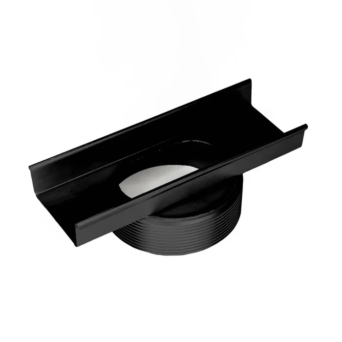 Infinity Drain 8” Stainless Steel High Flow Outlet Section for S-AS 99/S-LTIFAS 99 Series in Matte Black with 4” Threaded Nipple