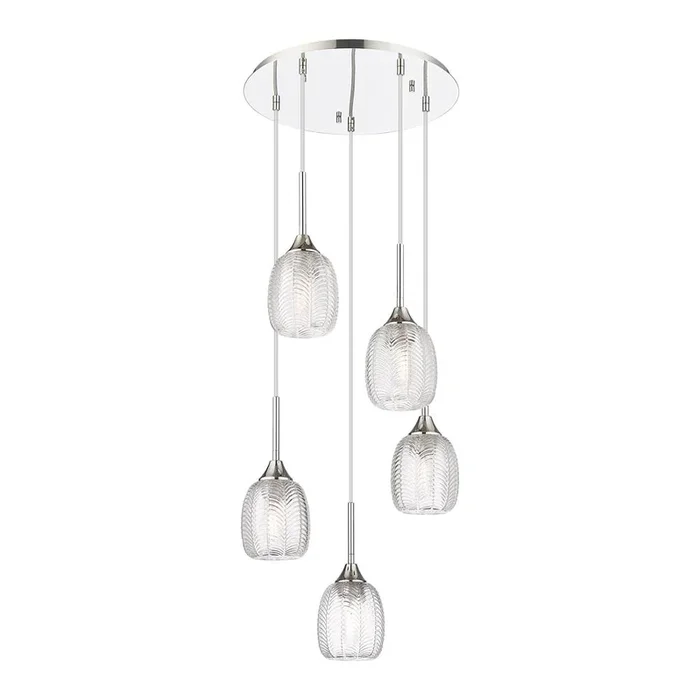Innovations Berkshire – 5 Light – 18 inch – Polished Nickel – Cord Hung – Multi Pendant