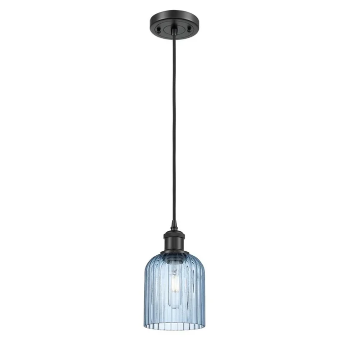 Innovations Bridal Veil – 1 Light – 5 inch – Matte Black – Cord hung – Mini Pendant