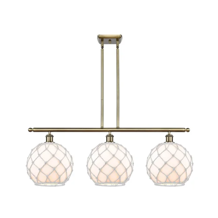 Innovations Farmhouse Rope – 3 Light – White Glass With White Rope Shade – Island Light