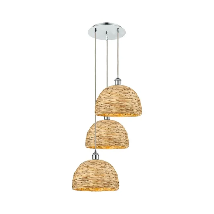 Innovations Woven Rattan Polished Chrome Multi Pendant