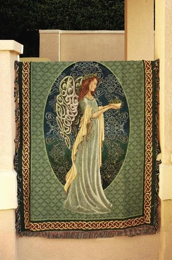 Inspirational Irish Angel Kelly Green Tapestry Throw Blanket 50″ x 60″