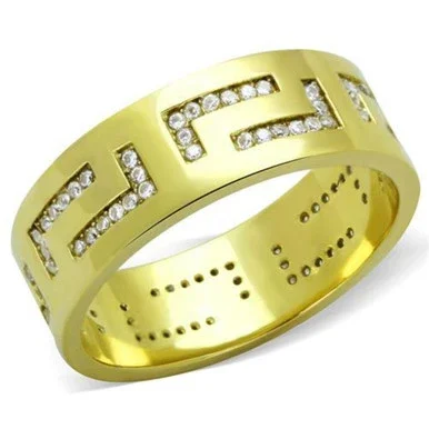 Ion Plated Gold Stainless Steel Men’s Ring with Cubic Zirconia – Size 9