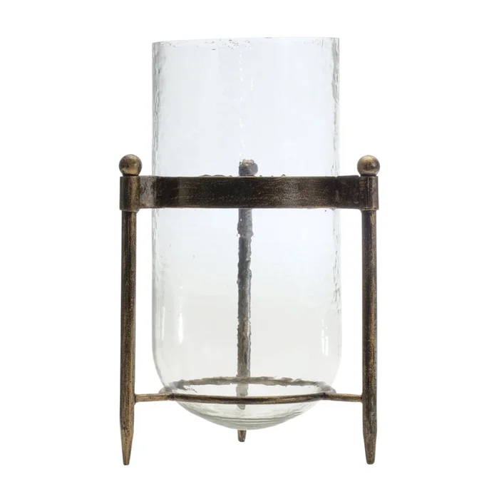 Iron and Glass Candle Holder