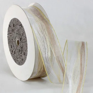 Ivory and White Contemporary Craft Ribbon 1.5″ x 27 Yards