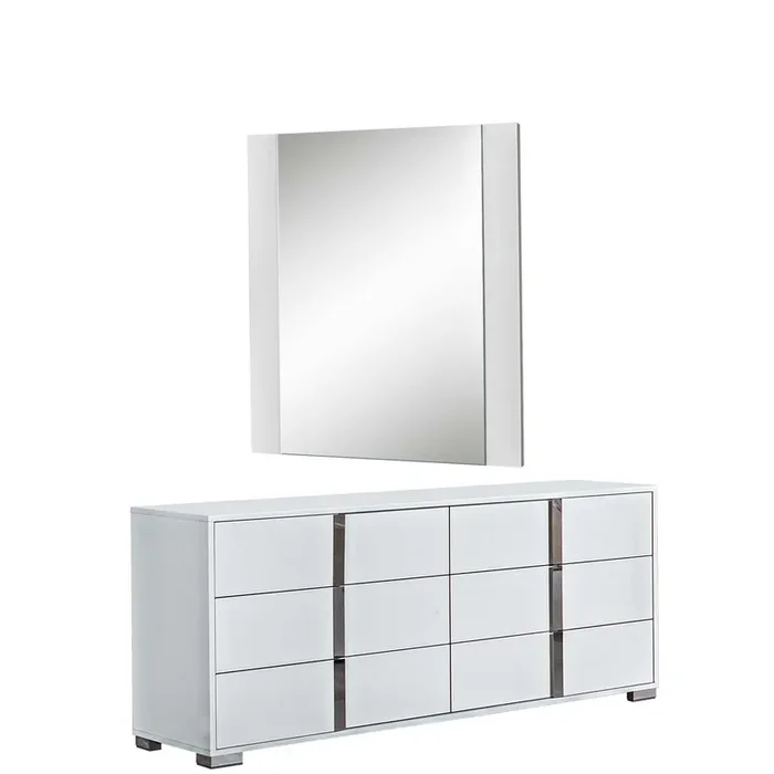J&M Furniture – Alice Gloss White Dresser and Mirror Set – 15545-DR+M-GLOSS WHITE