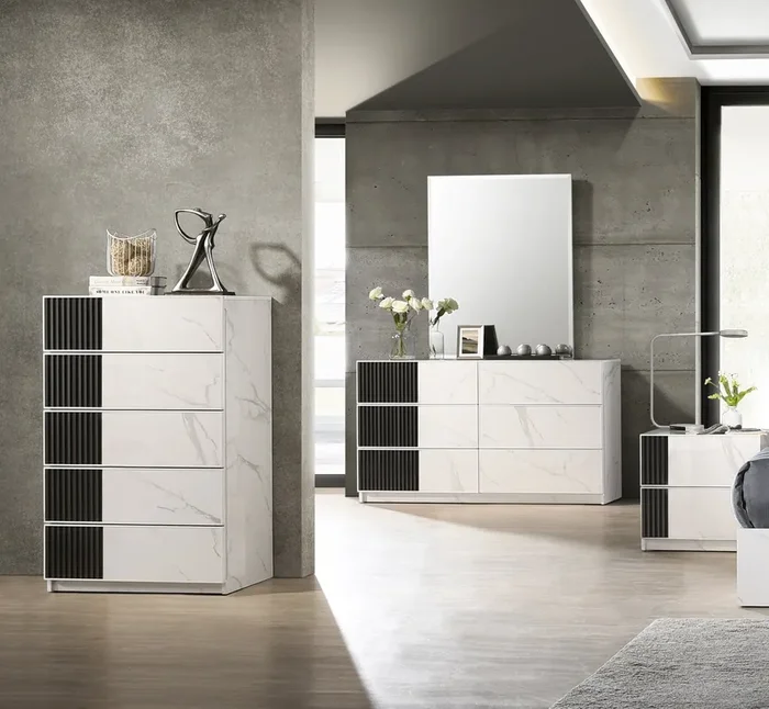 J&M Furniture – Lucia Drawer Chest in White and Grey – 17566-CH