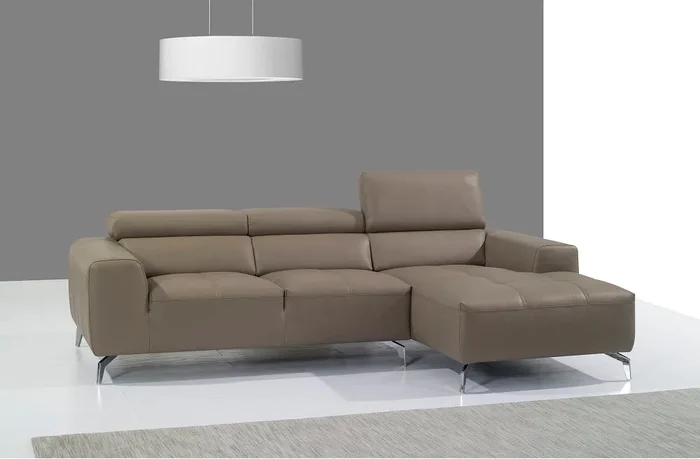 J&M Furniture A761 Italian Leather Sectional Slate Coffee In Left Hand Facing