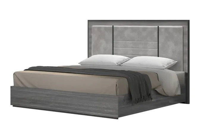 J&M Furniture Blade Premium Queen Bed in Light Moon Grey
