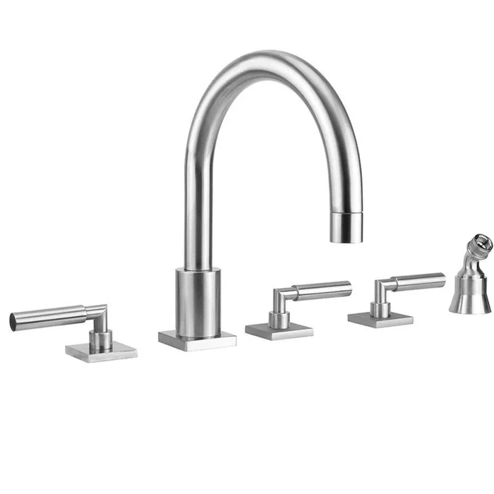 Jaclo Contempo Uptown Roman Tub Set with Hub Base Lever Handles – Square Escutcheons and Angled Handshower Holder