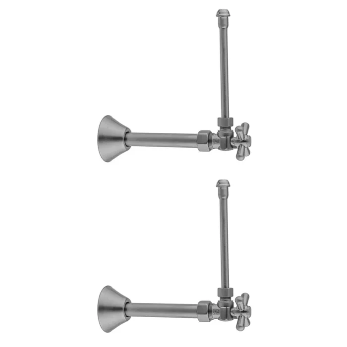 Jaclo Quarter Turn Angle Pattern 5/8″ O.D. Compression x 3/8″ O.D. Faucet Supply Kit with Cross Handle, 20″ Supply Tubes, Cover Tubes, and Escutcheon
