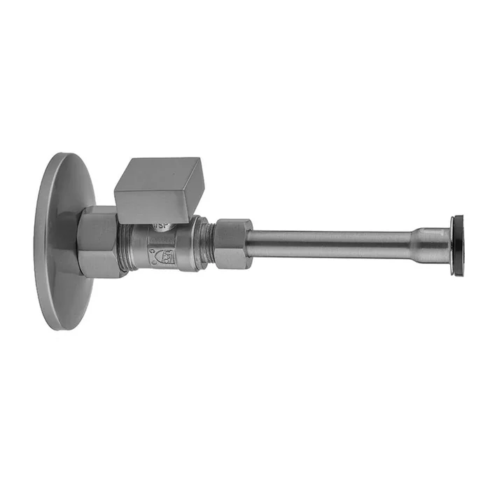 Jaclo Quarter Turn Straight Pattern 5/8” O.D. Compression (Fits 1/2” Copper) x 3/8” O.D. Toilet Supply Kit with Square Handle, 20” Supply Tube, Escutcheon