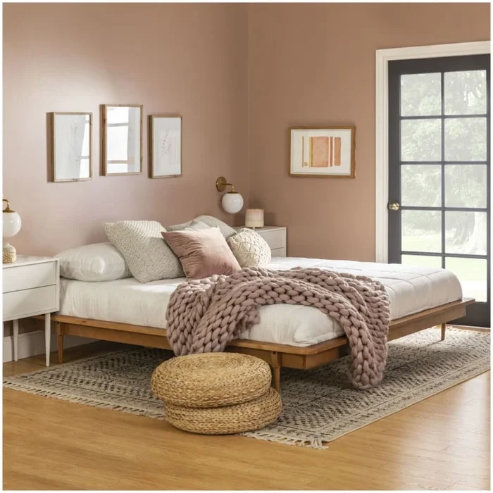 James Allan Charlotte Mid Century Modern Solid Wood Platform King Bed Frame