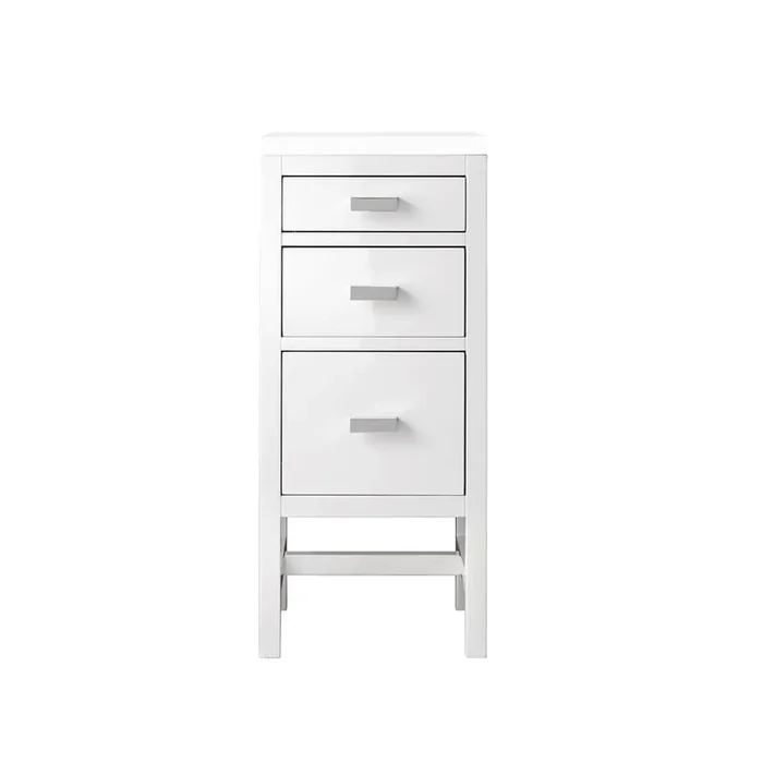 James Martin Vanities Addison 15” Base Cabinet, Glossy White w/ 3 CM White Zeus Silestone Top