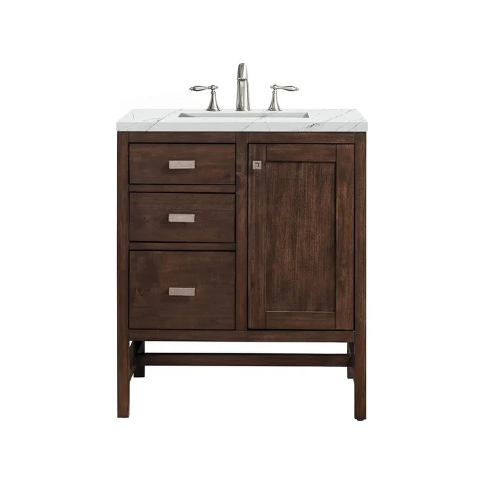 James Martin Vanities Addison 30” Single Vanity, Mid-Century Acacia w/ 3 CM Ethereal Noctis Silestone Top