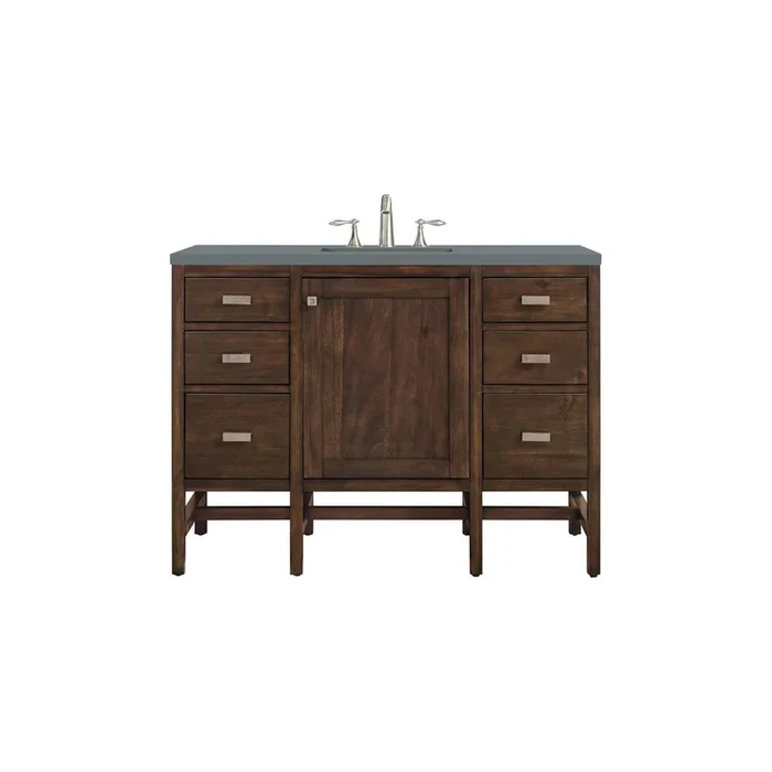 James Martin Vanities Addison 48” Single Vanity, Mid-Century Acacia w/ 3 CM Cala Blue Silestone Top