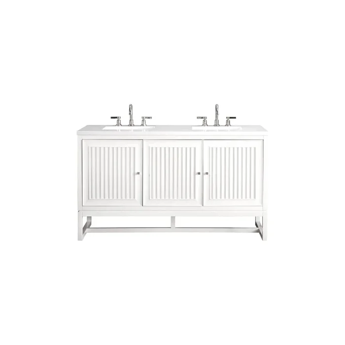 James Martin Vanities Athens 60″ Free Standing Double Basin Vanity Set with Cabinet and Quartz Vanity Top