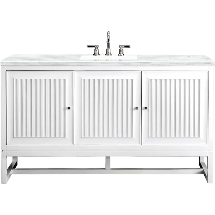 James Martin Vanities Athens 60″ Free Standing Single Wood Vanity Set with Solid Surface Top