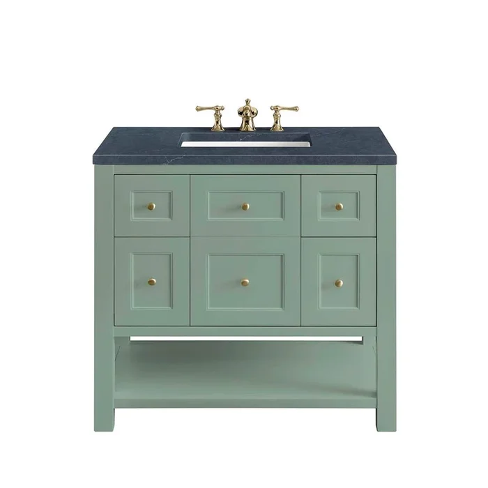 James Martin Vanities Breckenridge 36” Single Vanity, Smokey Celadon w/ 3 CM Charcoal Soapstone Top