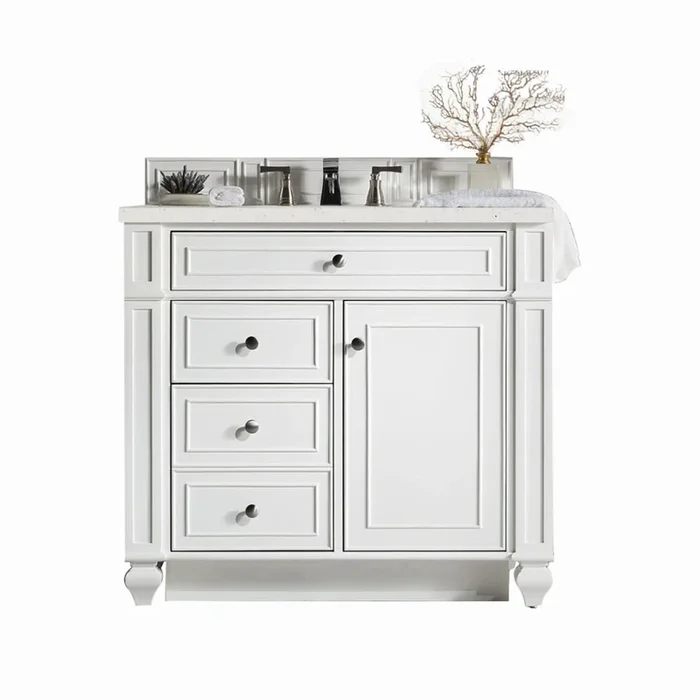 James Martin Vanities Bristol 36″ Single Basin Walnut Wood Vanity Set with 3cm Lime Delight Silestone Quartz Vanity Top and Rectangular Sink