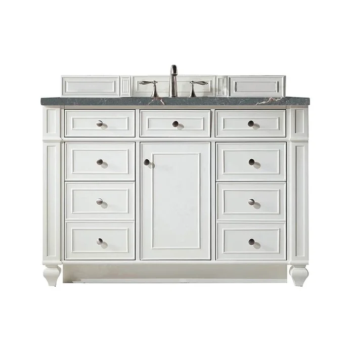 James Martin Vanities Bristol 48” Single Vanity, Bright White w/ 3 CM Parisien Bleu Silestone Top