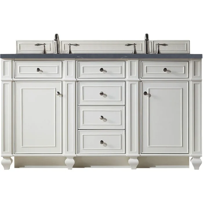 James Martin Vanities Bristol 60″ Free Standing Double Basin Hardwood Vanity Set with Charcoal Soapstone Quartz Top