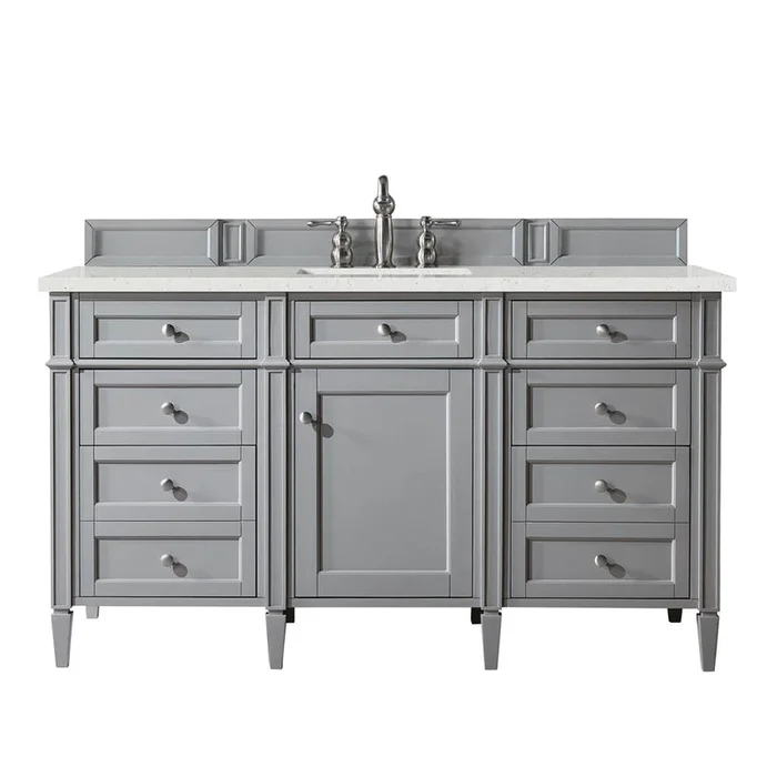 James Martin Vanities Brittany 60” Single Vanity, Urban Gray w/ 3 CM Lime Delight Silestone Top
