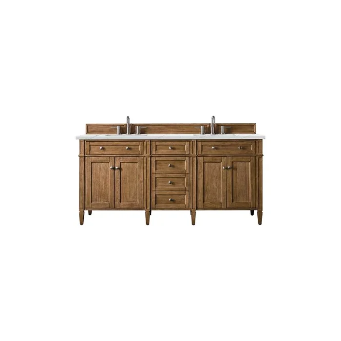 James Martin Vanities Brittany 72” Double Vanity, Saddle Brown w/ 3 CM Ethereal Noctis Silestone Top