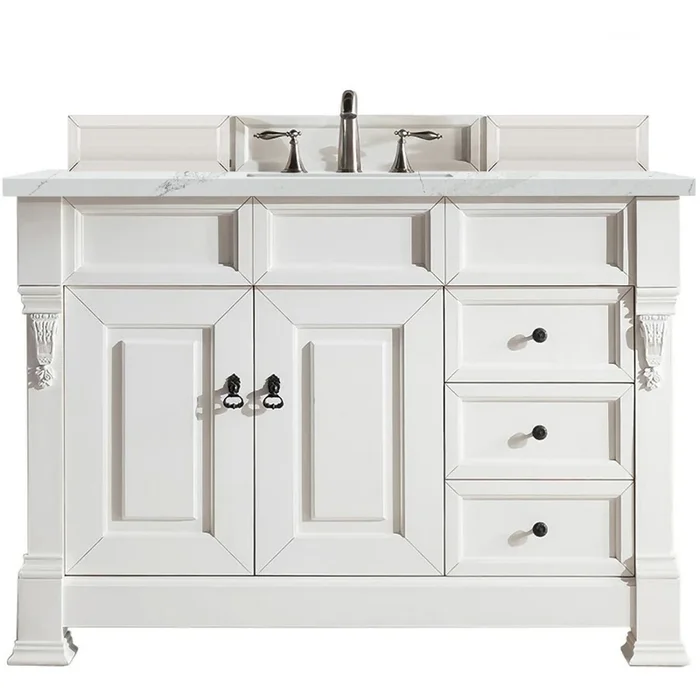 James Martin Vanities Brookfield 48″ Free Standing Single Basin Poplar Vanity Set with 3 cm Ethereal Noctis Quartz Vanity Top and Rectangular Sink