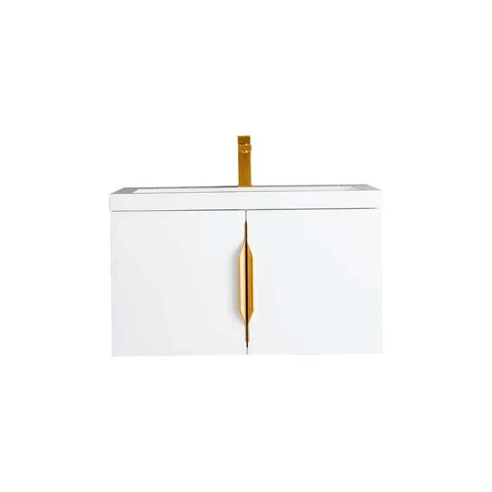 James Martin Vanities Columbia 31.5” Single Vanity Cabinet, Glossy White, Brushed Nickel