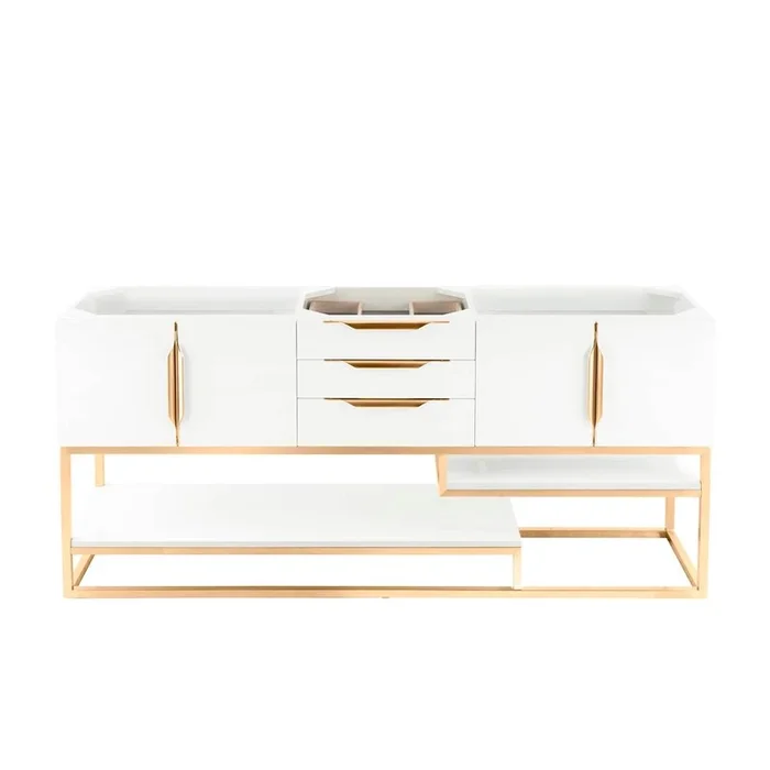 James Martin Vanities Columbia 72” Single Vanity Cabinet, Glossy White, Radiant Gold