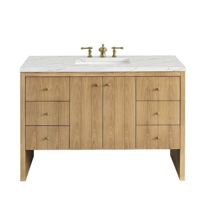 James Martin Vanities Hudson 48” Single Vanity, Light Natural Oak w/ 3 CM Ethereal Noctis Top