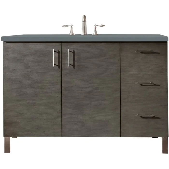James Martin Vanities Metropolitan 48″ Wall Mounted or Free Standing Single Basin Hardwood Vanity Set with 3 cm Cala Blue Quartz Vanity Top and Rectangular Sink