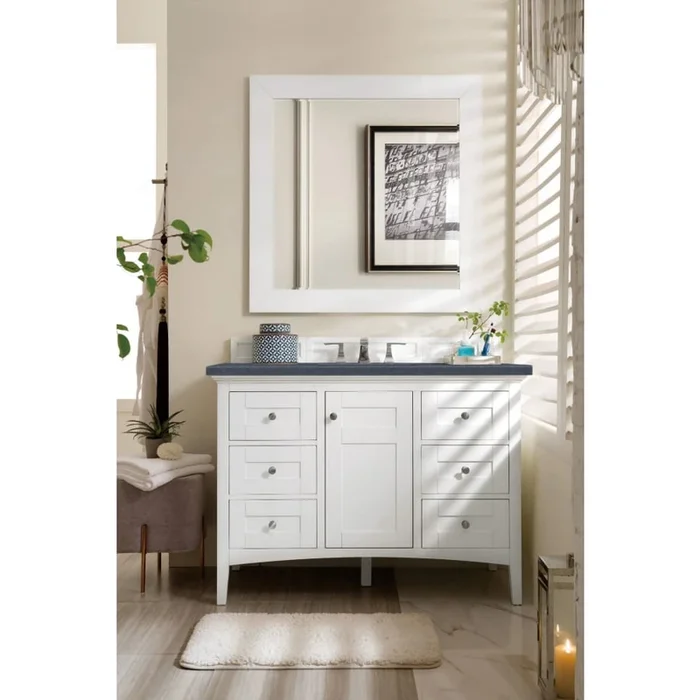 James Martin Vanities Palisades 48″ Free Standing Single Basin Vanity Set with USB/Electrical Outlet, Wood Cabinet, and Charcoal Soapstone Quartz Vanity Top