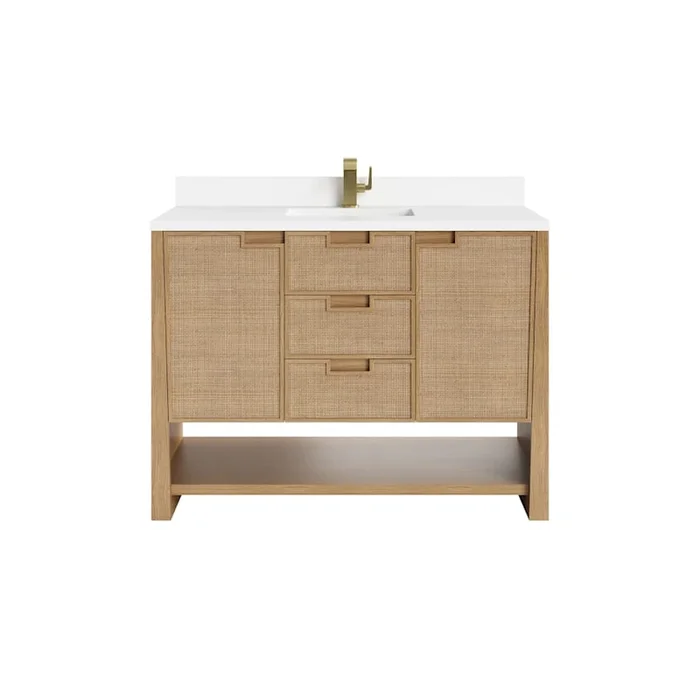 James Martin Vanities Solene 48″ Free Standing Single Basin Vanity Set with Quartz Top and Rectangular Sink