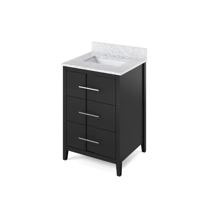 Jeffrey Alexander Katara 24″ Free Standing Vanity Set with Cabinet and Marble Vanity Top – FINAL SALE