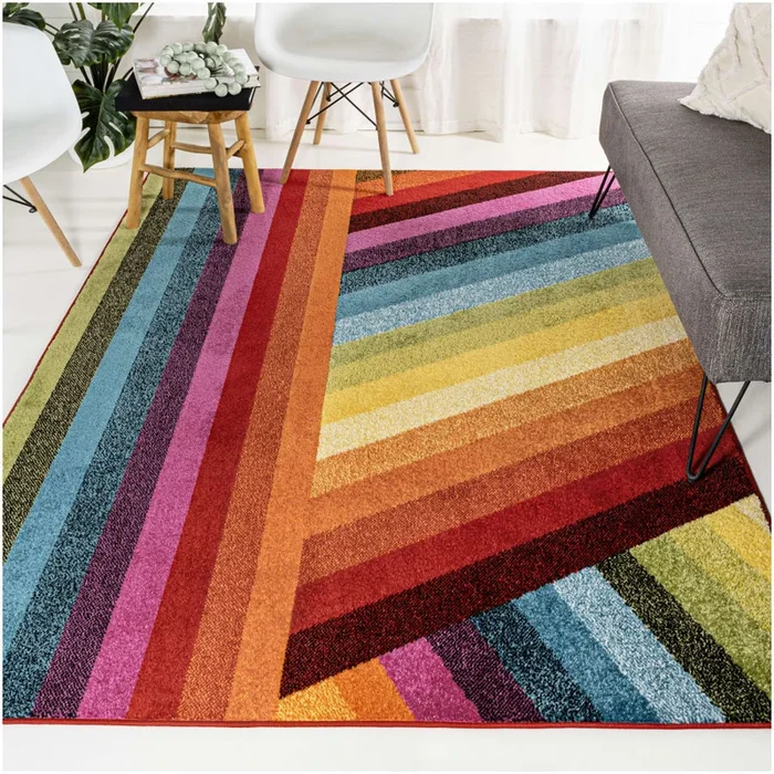 JONATHAN Y Lighting Dazzle 7-3/4′ x 10′ Polypropylene Geometric and Striped Indoor Rectangular Area Rug