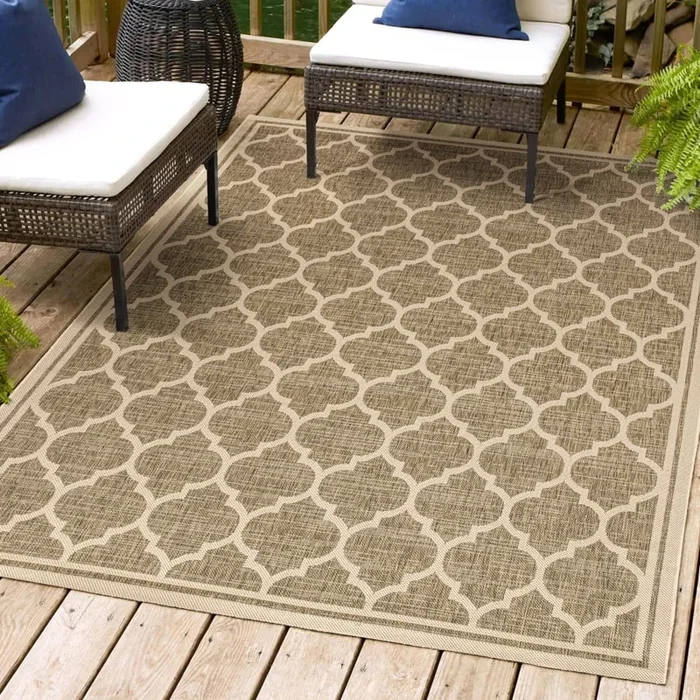 JONATHAN Y Lighting Santa Monica 4′ x 6′ Polypropylene Border, Geometric, and Trellis Indoor/Outdoor Rectangular Area Rug