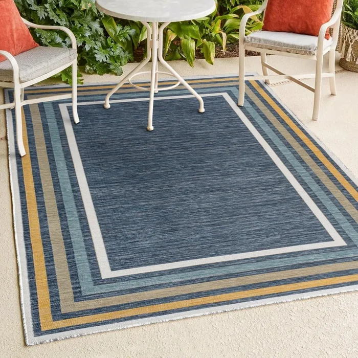 JONATHAN Y Lighting Savannah 3-1/4′ x 5′ Polypropylene Border and Geometric Indoor/Outdoor Rectangular Area Rug