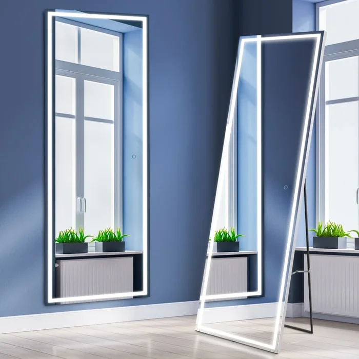 JONATHAN Y Lighting Soraya 22″ W x 65″ H Rectangular Frameless Bathroom Mirror