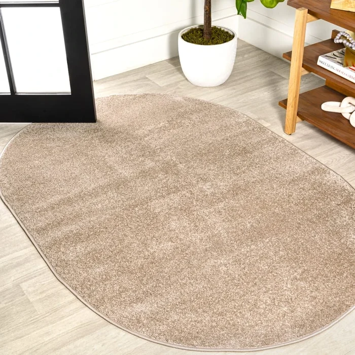 JONATHAN Y Lighting Supersoft 3′ x 5′ Polypropylene Solid Indoor Oval Area Rug